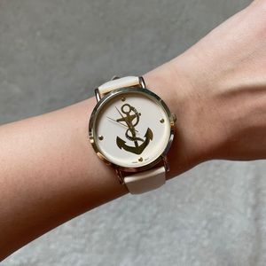 White & Gold Faux Leather Watch